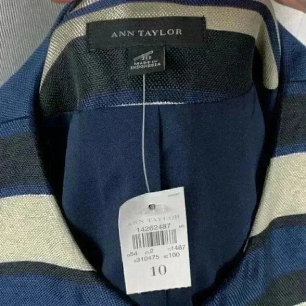 New Ann Taylor blazer sz 10 stripes peplum career - Picture 8 of 10